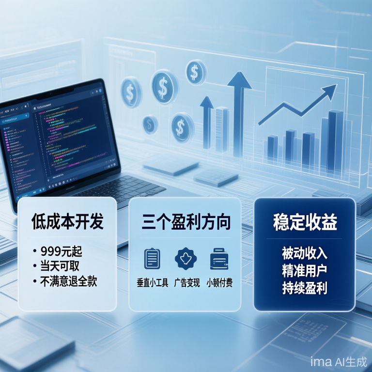 个人做APP怎么盈利？三个低成本试错方向，999元起当天可取 